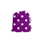 Polka Dots - White on Purple Violet Drawstring Pouch (S)