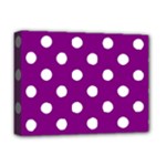 Polka Dots - White on Purple Violet Deluxe Canvas 16  x 12  (Stretched)