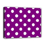 Polka Dots - White on Purple Violet Canvas 14  x 11  (Stretched)