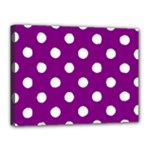 Polka Dots - White on Purple Violet Canvas 16  x 12  (Stretched)