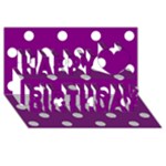 Polka Dots - White on Purple Violet Happy Birthday 3D Greeting Card (8x4)
