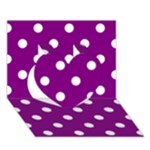 Polka Dots - White on Purple Violet Heart 3D Greeting Card (7x5)