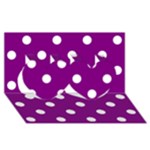 Polka Dots - White on Purple Violet Twin Hearts 3D Greeting Card (8x4)