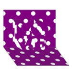 Polka Dots - White on Purple Violet LOVE 3D Greeting Card (7x5)