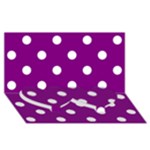 Polka Dots - White on Purple Violet Twin Heart Bottom 3D Greeting Card (8x4)
