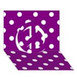 Polka Dots - White on Purple Violet Peace Sign 3D Greeting Card (7x5)
