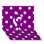 Polka Dots - White on Purple Violet Ribbon 3D Greeting Card (7x5)
