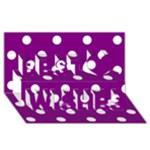 Polka Dots - White on Purple Violet Best Wish 3D Greeting Card (8x4)