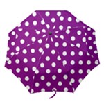 Polka Dots - White on Purple Violet Folding Umbrella