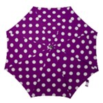 Polka Dots - White on Purple Violet Hook Handle Umbrella (Large)