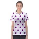 Polka Dots - Purple Violet on White Women s Sport Mesh Tee