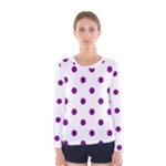 Polka Dots - Purple Violet on White Women s Long Sleeve T-shirt