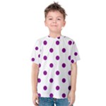 Polka Dots - Purple Violet on White Kid s Cotton Tee