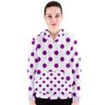Polka Dots - Purple Violet on White Women s Zipper Hoodie