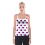 Polka Dots - Purple Violet on White Spaghetti Strap Top