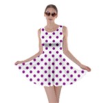 Polka Dots - Purple Violet on White Skater Dress