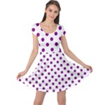 Polka Dots - Purple Violet on White Cap Sleeve Dress