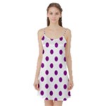 Polka Dots - Purple Violet on White Satin Night Slip