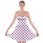 Polka Dots - Purple Violet on White Strapless Bra Top Dress