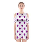 Polka Dots - Purple Violet on White Women s Cutout Shoulder Dress