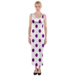 Polka Dots - Purple Violet on White Fitted Maxi Dress