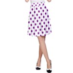 Polka Dots - Purple Violet on White A-Line Skirt