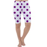 Polka Dots - Purple Violet on White Cropped Leggings