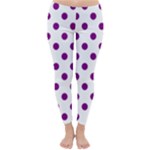 Polka Dots - Purple Violet on White Winter Leggings