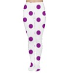 Polka Dots - Purple Violet on White Women s Tights