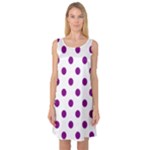 Polka Dots - Purple Violet on White Sleeveless Satin Nightdress