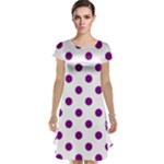 Polka Dots - Purple Violet on White Cap Sleeve Nightdress