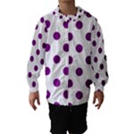 Polka Dots - Purple Violet on White Hooded Wind Breaker (Kids)