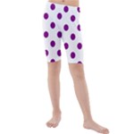 Polka Dots - Purple Violet on White Kid s Mid Length Swim Shorts