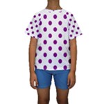 Polka Dots - Purple Violet on White Kid s Short Sleeve Swimwear