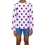 Polka Dots - Purple Violet on White Kid s Long Sleeve Swimwear