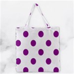 Polka Dots - Purple Violet on White Grocery Tote Bag