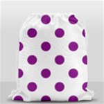 Polka Dots - Purple Violet on White Drawstring Bag (Small)