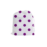 Polka Dots - Purple Violet on White Drawstring Pouch (M)
