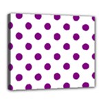 Polka Dots - Purple Violet on White Deluxe Canvas 24  x 20  (Stretched)