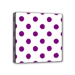 Polka Dots - Purple Violet on White Mini Canvas 4  x 4  (Stretched)