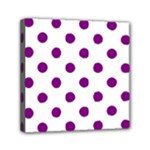 Polka Dots - Purple Violet on White Mini Canvas 6  x 6  (Stretched)