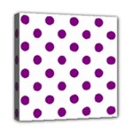 Polka Dots - Purple Violet on White Mini Canvas 8  x 8  (Stretched)