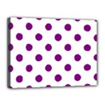 Polka Dots - Purple Violet on White Canvas 16  x 12  (Stretched)