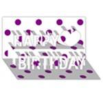 Polka Dots - Purple Violet on White Happy Birthday 3D Greeting Card (8x4)