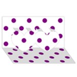 Polka Dots - Purple Violet on White Twin Hearts 3D Greeting Card (8x4)