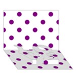 Polka Dots - Purple Violet on White LOVE Bottom 3D Greeting Card (7x5)