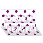 Polka Dots - Purple Violet on White Happy New Year 3D Greeting Card (8x4)