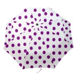 Polka Dots - Purple Violet on White Folding Umbrella