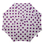 Polka Dots - Purple Violet on White Hook Handle Umbrella (Medium)