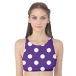 Polka Dots - White on Dark Lavender Violet Tank Bikini Top